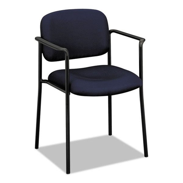 VL616 Stacking Guest Chair with Arms, Fabric Upholstery, 23.25" x 21" x 32.75", Navy Seat, Navy Back, Black Base [SKU: BSXVL616VA90]