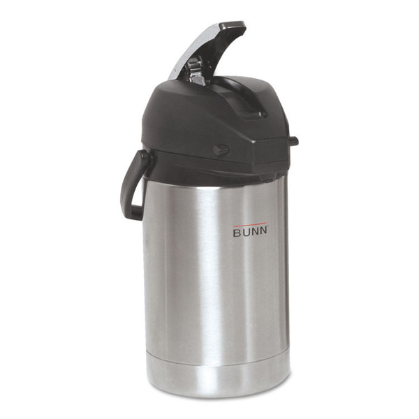 2.5 Liter Lever Action Airpot, Stainless Steel/Black [SKU: BUNAIRPOT25]