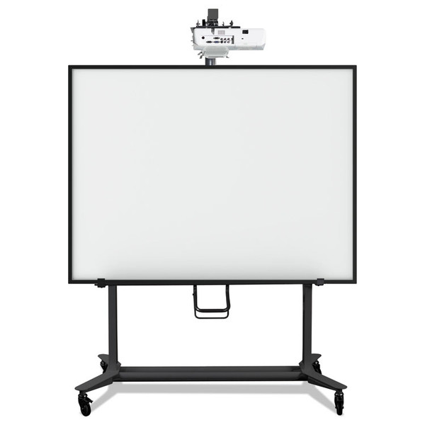 Interactive Board Mobile Stand with Ultra-Short Throw Projector Arm and Mounting Plate, 76" x 26" x 70" to 80", Black [SKU: BVCBI350420]