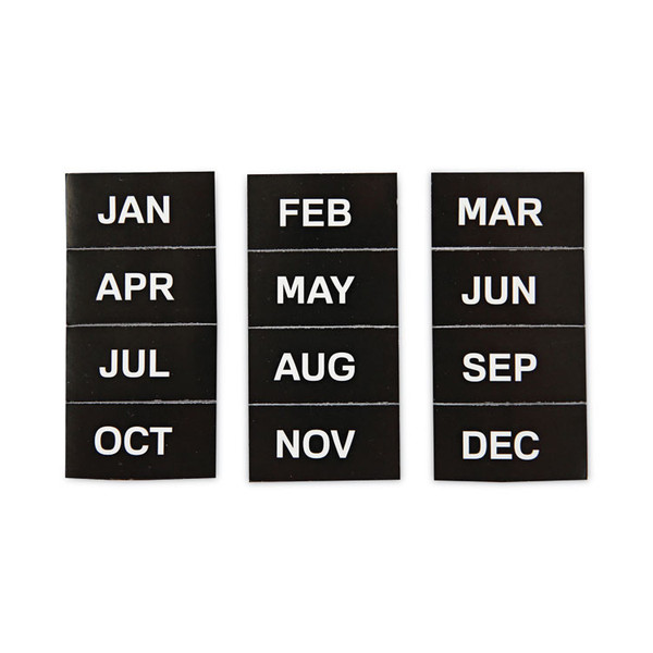 Interchangeable Magnetic Board Accessories, Months of Year, Black/White, 2" x 1", 12 Pieces [SKU: BVCFM1108]