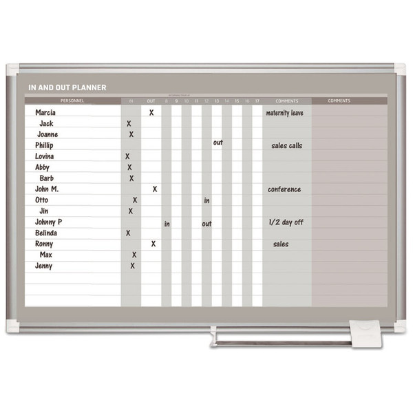 In-Out Magnetic Dry Erase Board, 36x24, Silver Frame [SKU: BVCGA01110830]