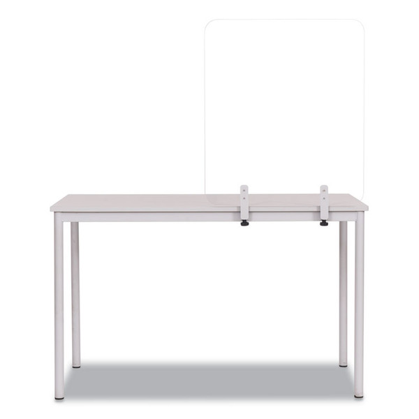 Protector Series Frameless Glass Desktop Divider, 35.4 x 0.16 x 35.4, Clear/Aluminum [SKU: BVCGL2001393]
