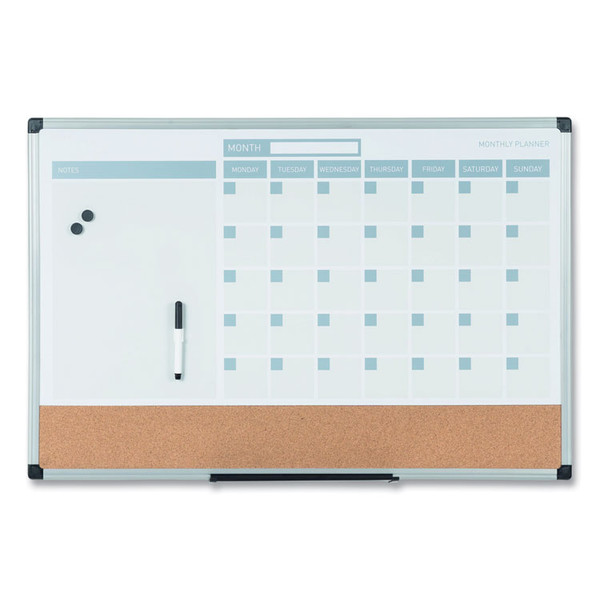 3-in-1 Calendar Planner Dry Erase Board, 36 x 24, Silver Frame [SKU: BVCMB0707186P]