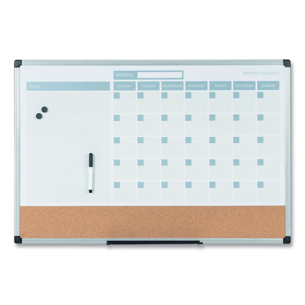 3-in-1 Calendar Planner Dry Erase Board, 24 x 18, Aluminum Frame [SKU: BVCMB3507186]