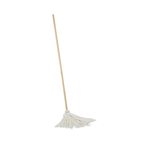 Handle/Deck Mops, 16 oz White Rayon Head, 48" Oak Wood Handle [SKU: BWK116R]