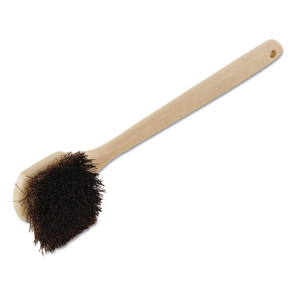 Utility Brush, Brown Palmyra Fiber Bristles, 5.5" Brush, 14.5" Tan Plastic Handle [SKU: BWK4120]