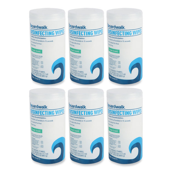 Disinfecting Wipes, 7 x 8, Fresh Scent, 75/Canister, 6 Canisters/Carton [SKU: BWK454W75]