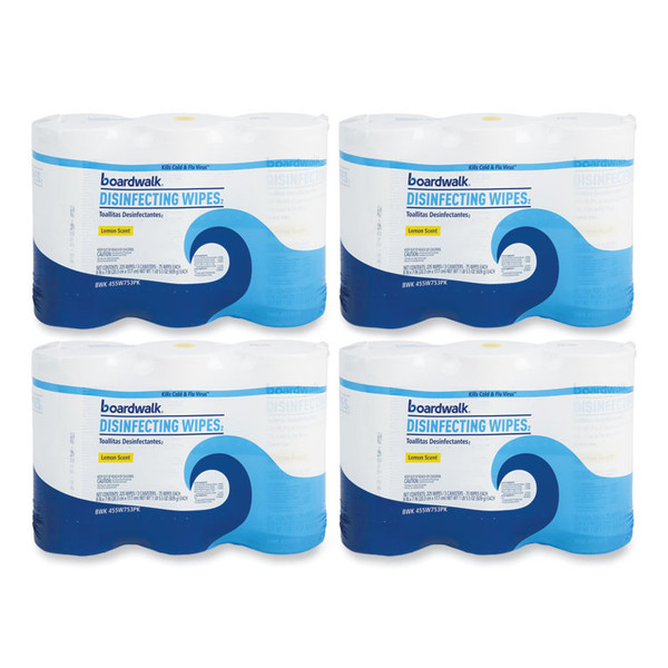Disinfecting Wipes, 7 x 8, Lemon Scent, 75/Canister, 12 Canisters/Carton [SKU: BWK455W753CT]