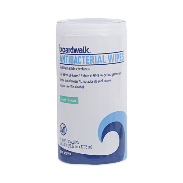 Antibacterial Wipes, 5.4 x 8, Fresh Scent, 75/Canister [SKU: BWK458WAEA]