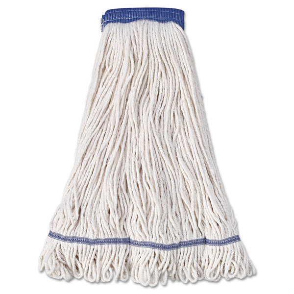 Super Loop Wet Mop Head, Cotton/Synthetic Fiber, 5" Headband, X-Large Size, White, 12/Carton [SKU: BWK504WH]