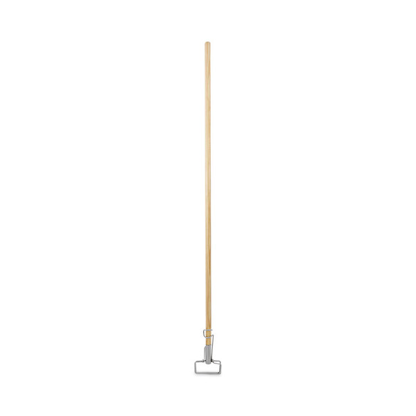 Spring Grip Metal Head Mop Handle for Most Mop Heads, Wood, 60", Natural [SKU: BWK609]