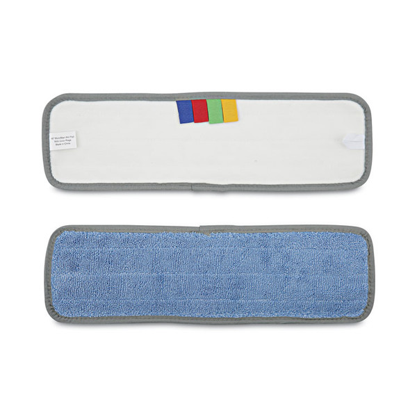 Microfiber Mop Head, Blue, 18 x 5, Split Microfiber, Hook and Loop Back, Dozen [SKU: BWKMFM185BCFDZ]