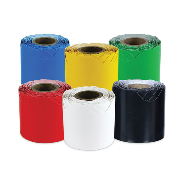 Rolled Scalloped Border Set, 2.25" x36 ft, Assorted, 6/Set [SKU: CDP145050]