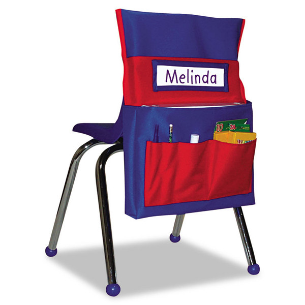 Chairback Buddy Pocket Chart, 7 Pockets, 15 x 19, Blue/Red [SKU: CDPCD158035]