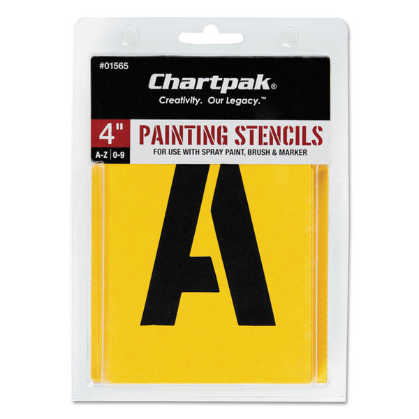 Professional Lettering Stencils, Painting Stencil Set, A-Z Set/0-9, 4", Manila, 35/Set [SKU: CHA01565]