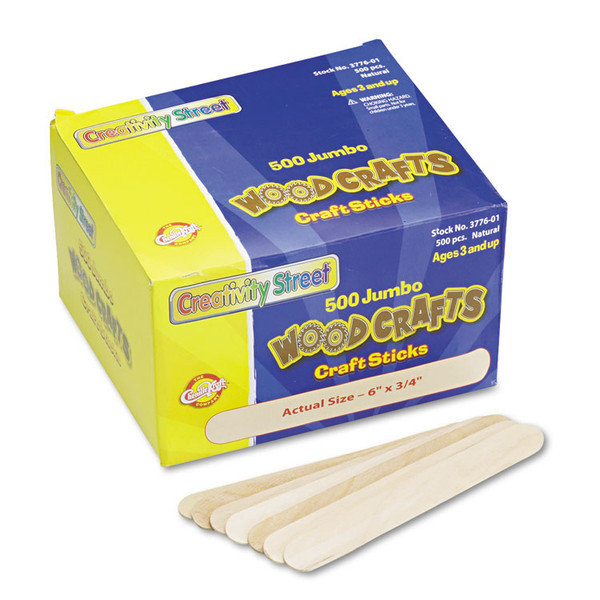 Natural Wood Craft Sticks, 6" x 0.75", Natural, 500/Box [SKU: CKC377601]