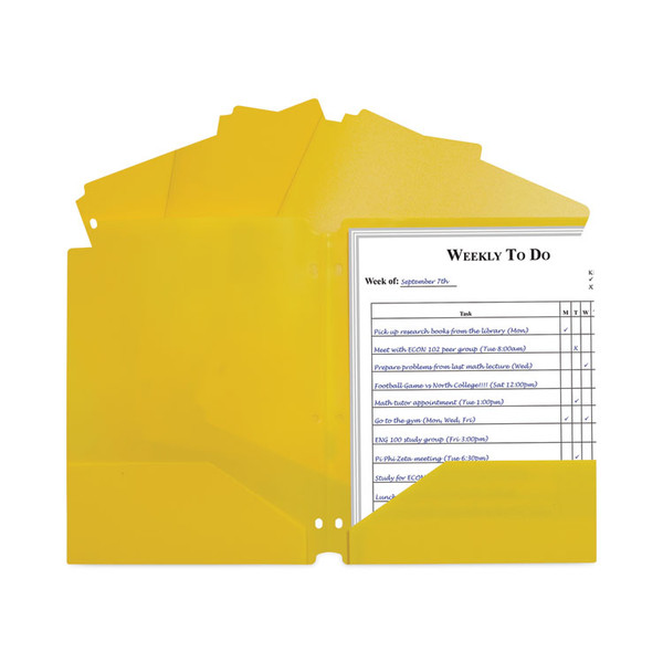 Two-Pocket Heavyweight Poly Portfolio Folder, 3-Hole Punch, 11 x 8.5, Yellow, 25/Box [SKU: CLI33936BX]