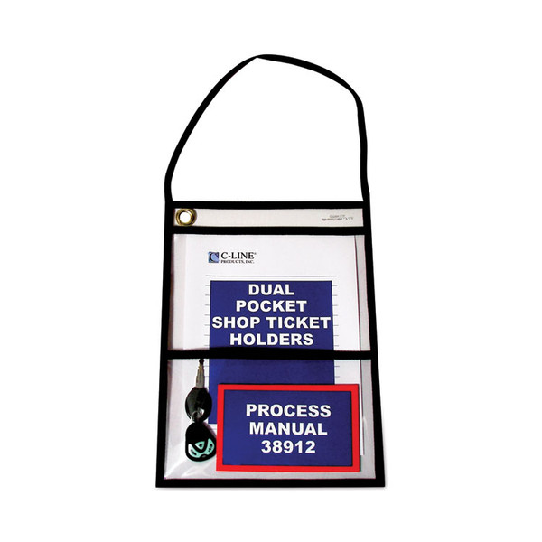 2-Pocket Shop Ticket Holder w/Setrap, Black Stitching, 150-Sheet, 9 x 12, 15/Box [SKU: CLI38912]