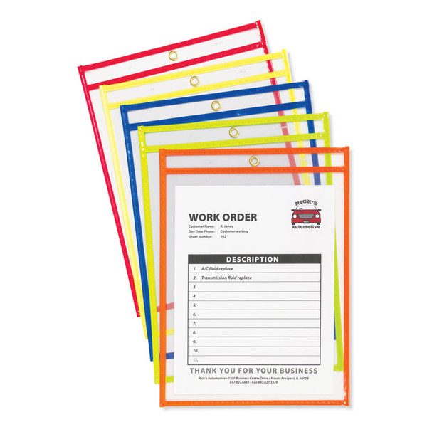 Stitched Shop Ticket Holders, Neon, Assorted 5 Colors, 75", 9 x 12, 10/Pack [SKU: CLI43920]
