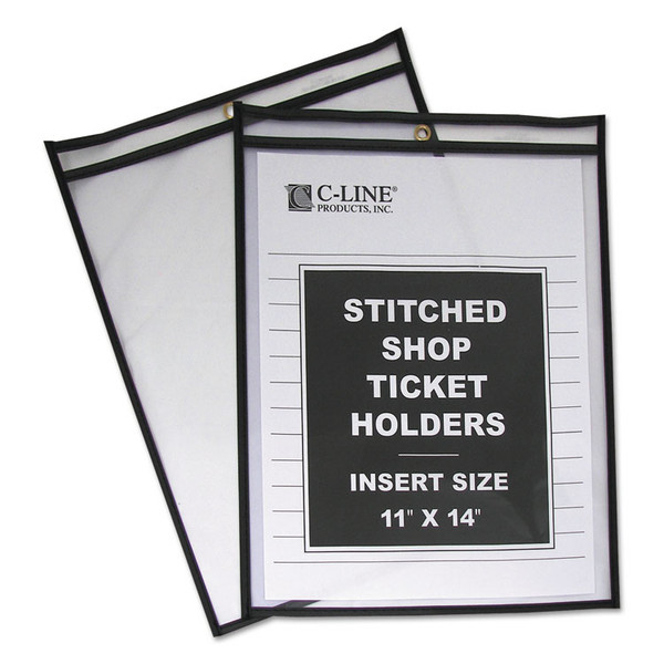 Shop Ticket Holders, Stitched, Both Sides Clear, 75 Sheets, 11 x 14, 25/Box [SKU: CLI46114]
