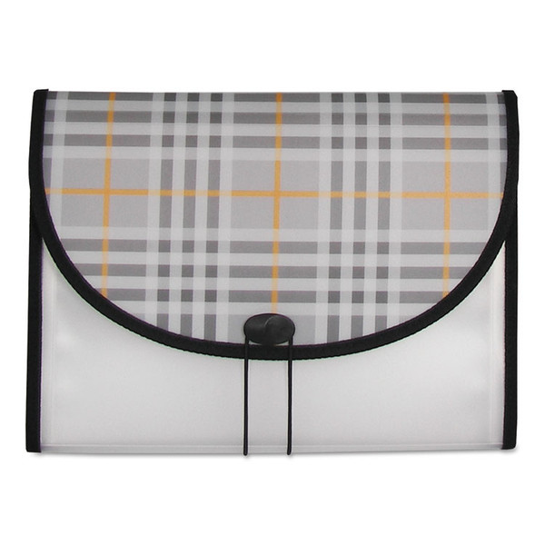Plaid Design Expanding Files, 1.5" Expansion, 13 Sections, Cord/Hook Closure, 1/6-Cut Tabs, Letter Size, Gray Plaid [SKU: CLI58312]