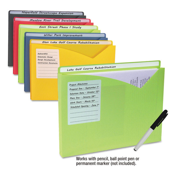 Write-On Poly File Jackets, Straight Tab, Letter Size, Assorted Colors, 10/Pack [SKU: CLI63160]