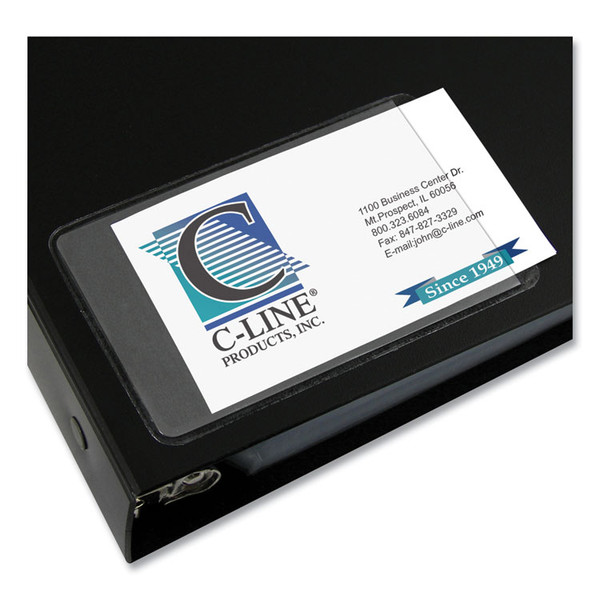 Self-Adhesive Business Card Holders, Side Load, 2 x 3.5, Clear, 10/Pack [SKU: CLI70238]
