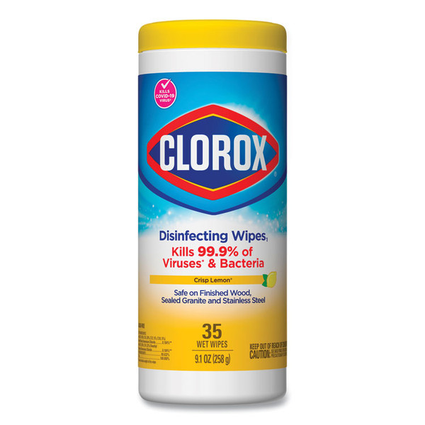 Disinfecting Wipes, 7 x 8, Crisp Lemon, 35/Canister, 12/Carton [SKU: CLO01594CT]