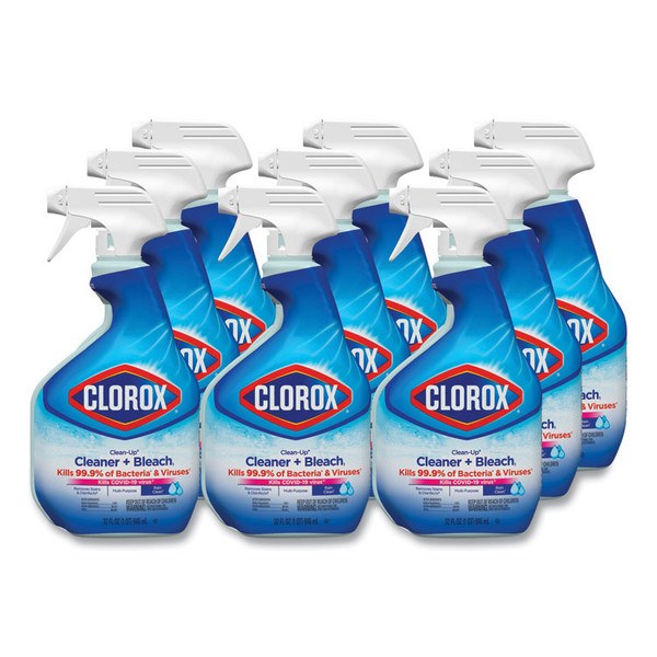 Clean-Up Cleaner + Bleach, 32 oz Spray Bottle, Fresh Scent, 9/Carton [SKU: CLO30197]