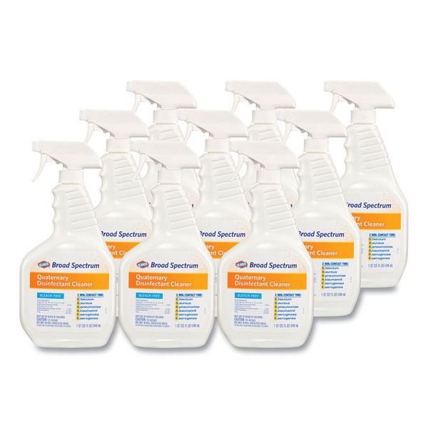 Broad Spectrum Quaternary Disinfectant Cleaner, 32 oz Spray Bottle, 9/Carton [SKU: CLO30649]