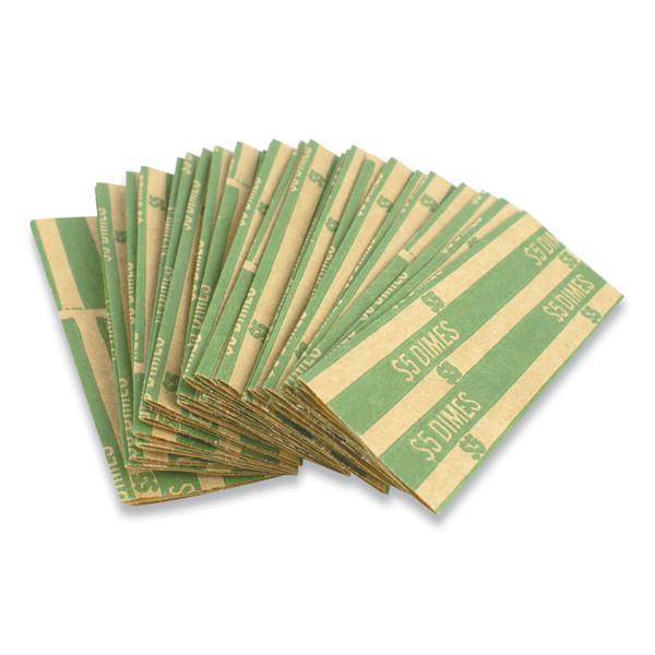 Flat Tubular Coin Wrap, Dimes, $5.00, Green, 1,000/Box [SKU: CNK560044]