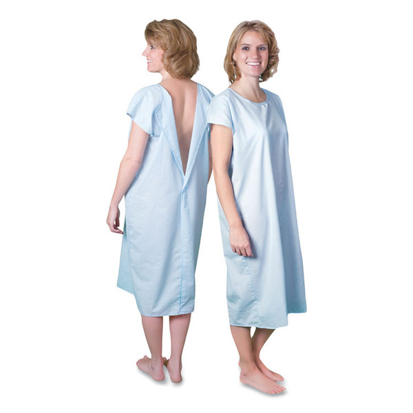 Cloth Patient Gown, Cotton-Polyester Blend, Large, Chest Size 38" to 42", Blue [SKU: COEPRO953LRG]