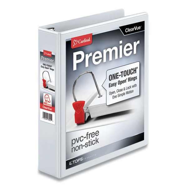 Premier Easy Open ClearVue Locking Slant-D Ring Binder, 3 Rings, 1.5" Capacity, 11 x 8.5, White [SKU: CRD10310]