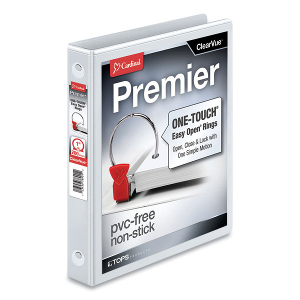 Premier Easy Open ClearVue Locking Round Ring Binder, 3 Rings, 1" Capacity, 11 x 8.5, White [SKU: CRD11100]