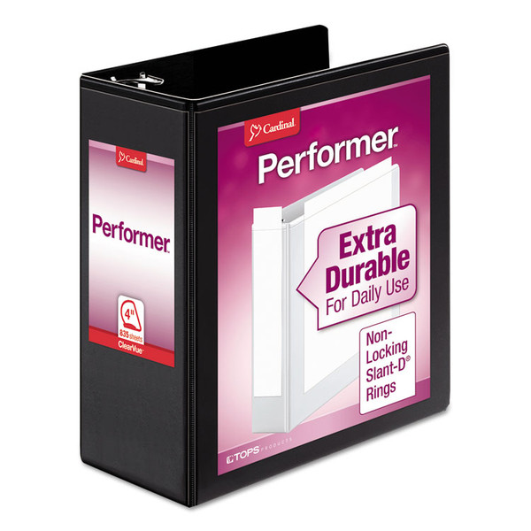 Performer ClearVue Slant-D Ring Binder, 3 Rings, 4" Capacity, 11 x 8.5, Black [SKU: CRD17811]