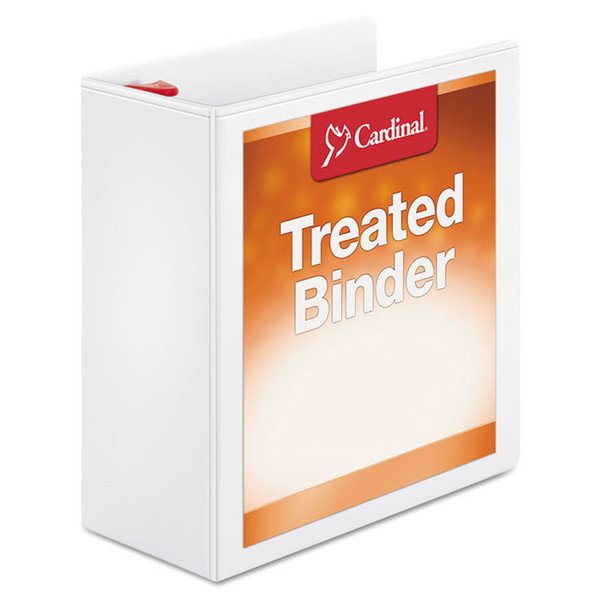 Treated ClearVue Locking Slant-D Ring Binder, 3 Rings, 4" Capacity, 11 x 8.5, White [SKU: CRD32140]