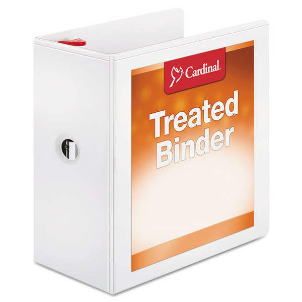 Treated ClearVue Locking Slant-D Ring Binder, 3 Rings, 5" Capacity, 11 x 8.5, White [SKU: CRD32150]