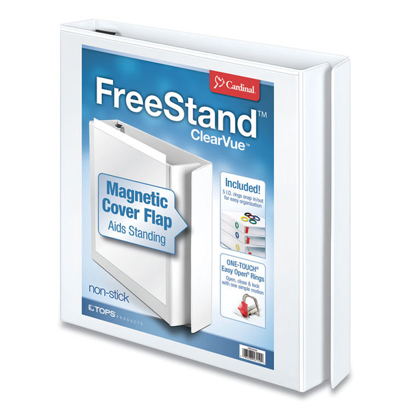 FreeStand Easy Open Locking Slant-D Ring Binder, 3 Rings, 1" Capacity, 11 x 8.5, White [SKU: CRD43100]