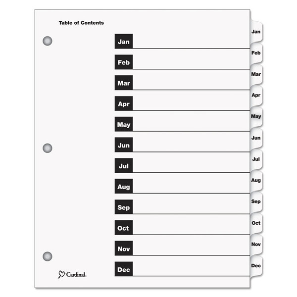 OneStep Printable Table of Contents and Dividers, 12-Tab, Jan. to Dec., 11 x 8.5, White, White Tabs, 1 Set [SKU: CRD60313]