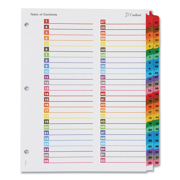 OneStep Printable Table of Contents and Dividers - Double Column, 52-Tab, 1 to 52, 11 x 8.5, White, 1 Set [SKU: CRD60990]