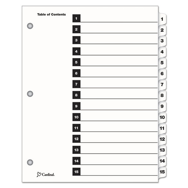 OneStep Printable Table of Contents and Dividers, 15-Tab, 1 to 15, 11 x 8.5, White, White Tabs, 1 Set [SKU: CRD61513]