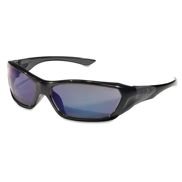 ForceFlex Safety Glasses, Black Frame, Blue Lens [SKU: CRWFF128B]