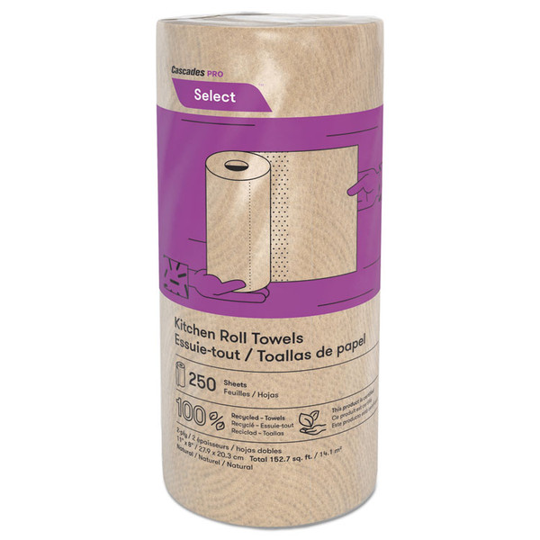 Select Kitchen Roll Towels, 2-Ply, 11" x 166.6 ft, Natural, 250/Roll, 12/Carton [SKU: CSDK251]