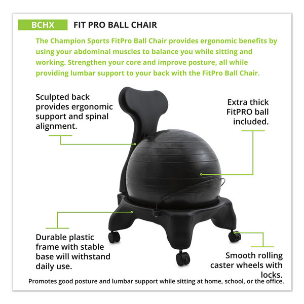 FitPro Ball Chair, Supports Up to 200 lb, Gray [SKU: CSIBCHX]