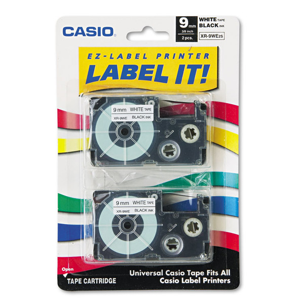 Tape Cassettes for KL Label Makers, 0.37" x 26 ft, Black on White, 2/Pack [SKU: CSOXR9WE2S]