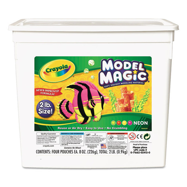 Model Magic Modeling Compound, 8 oz Packs, Assorted Neon Colors, 4 Packs/Box [SKU: CYO232413]