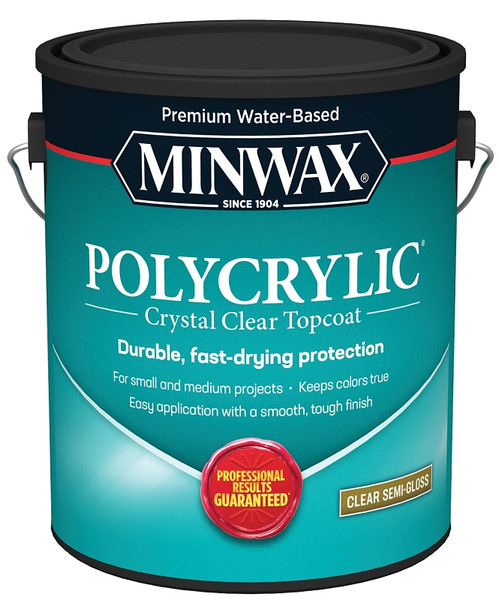 Minwax Polycrylic 14444000 Protective Finish Paint, Semi-Gloss, Liquid, Crystal Clear, 1 gal, Can [SKU: ORG6543029]