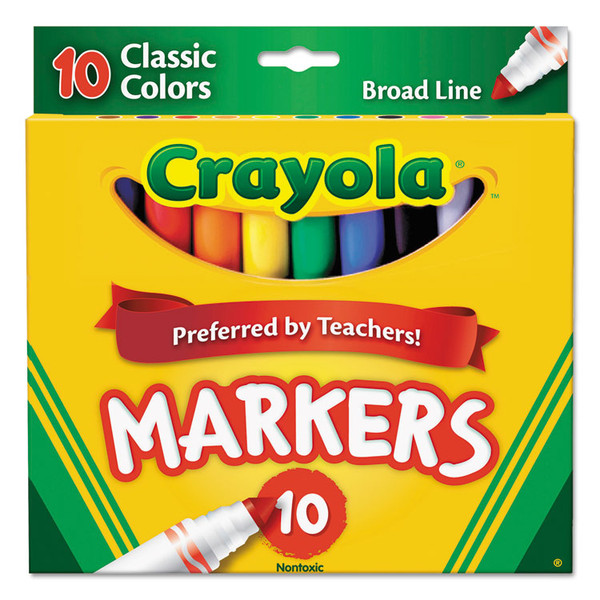Non-Washable Marker, Broad Bullet Tip, Assorted Classic Colors, 10/Pack [SKU: CYO587722]