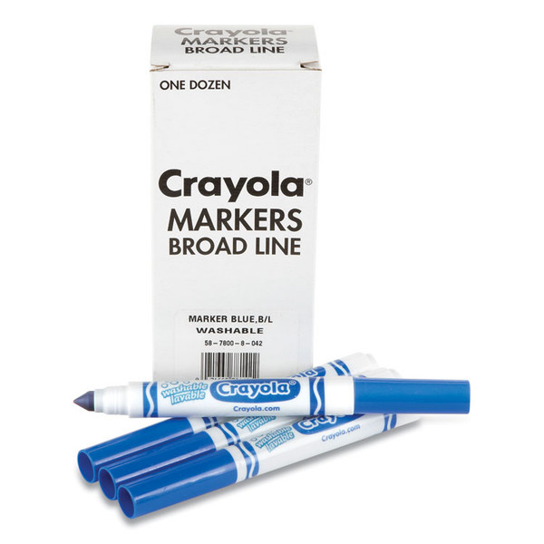 Broad Line Washable Markers, Broad Bullet Tip, Blue, 12/Box [SKU: CYO587800042]