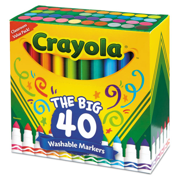 Ultra-Clean Washable Markers, Broad Bullet Tip, Assorted Colors, 40/Set [SKU: CYO587858]
